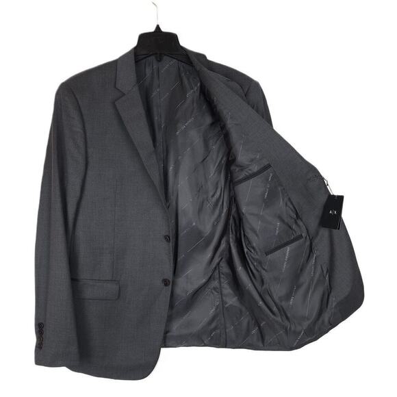 Armani Exchange Men's Slim-Fit Stretch Wool Suit Jacket Dark Grey 42L NWT - Picture 2 of 4